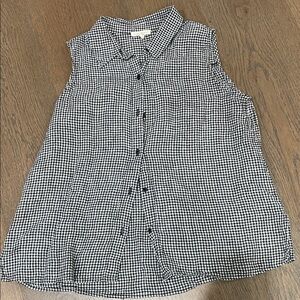 Eileen Fisher Black & White Gingham Sleeveless Top